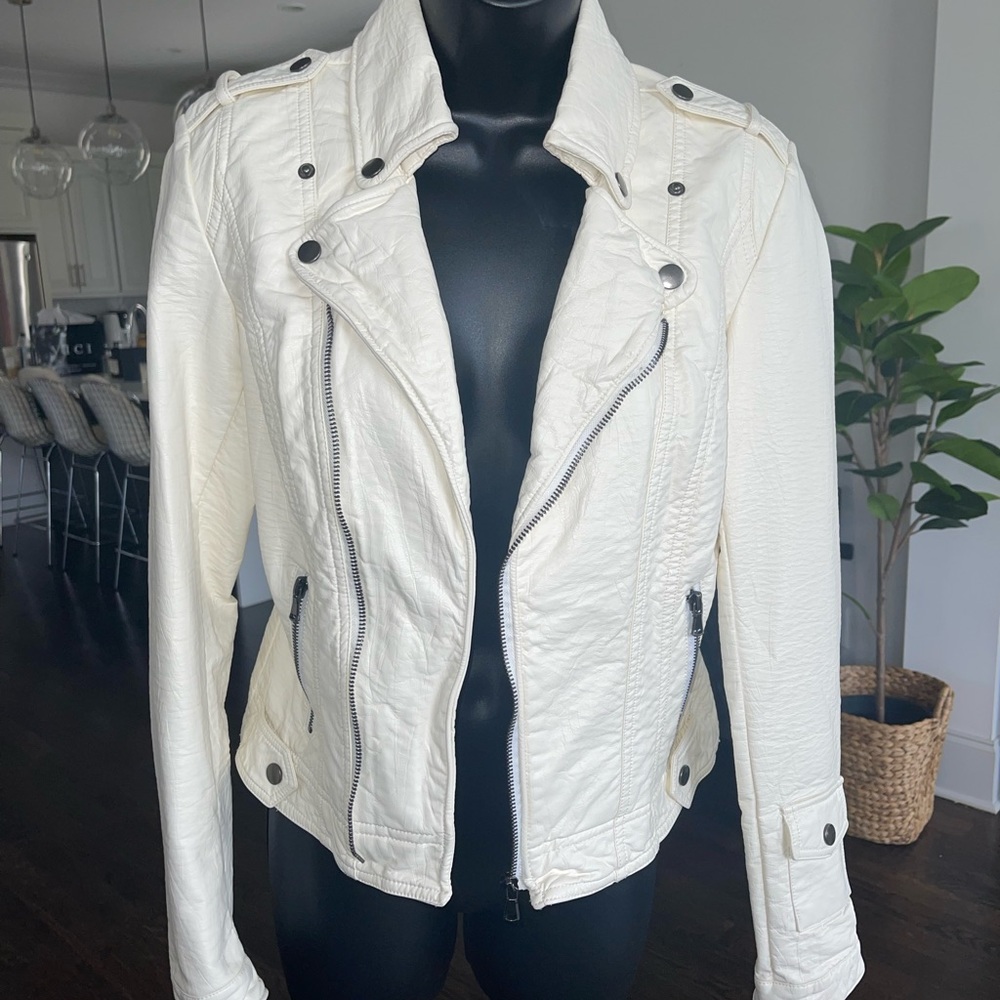 White Vegan Leather Moto Jacket